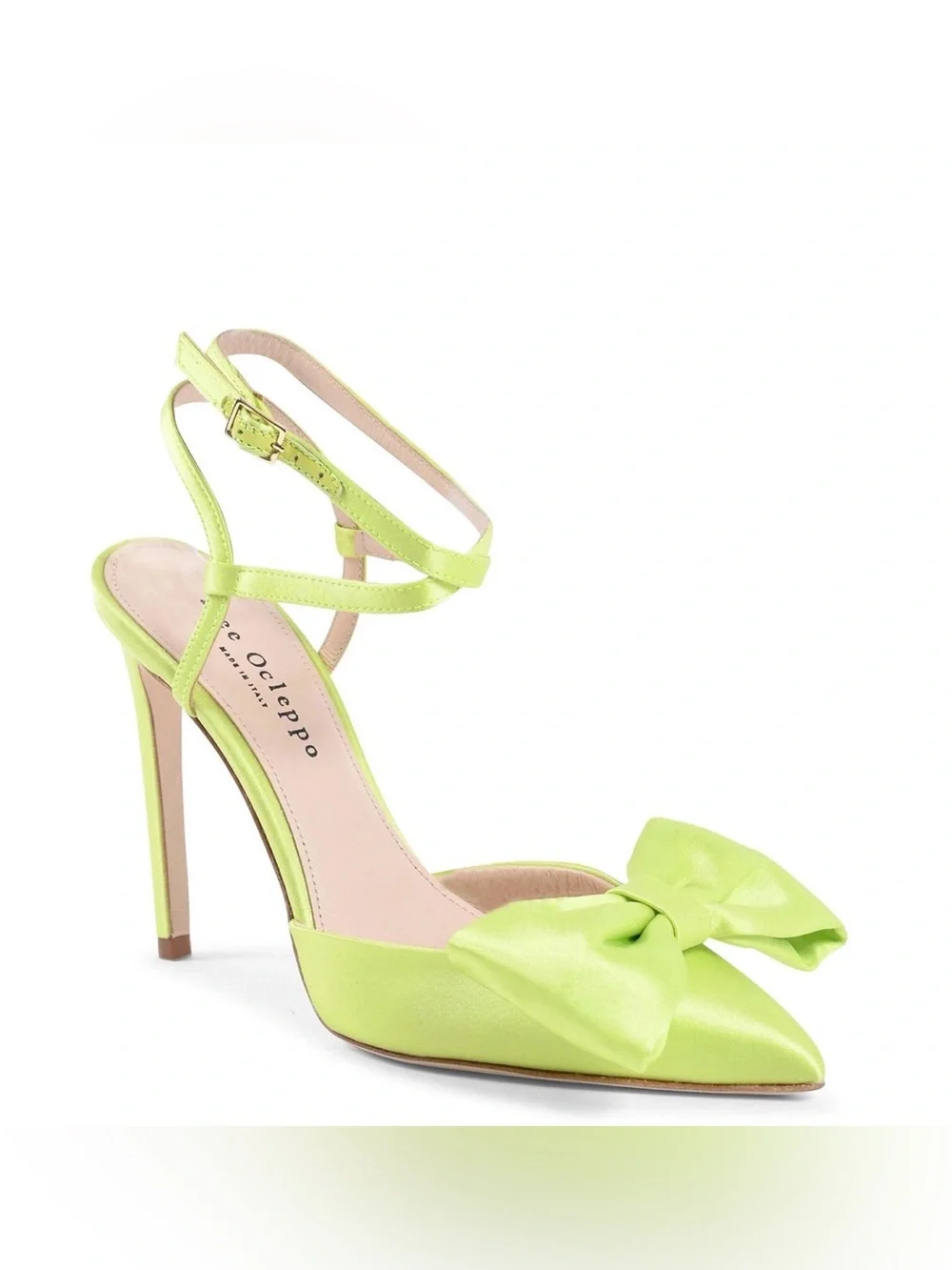 Dee Ocleppo Bow Slingback Pump Lime Satin Heels